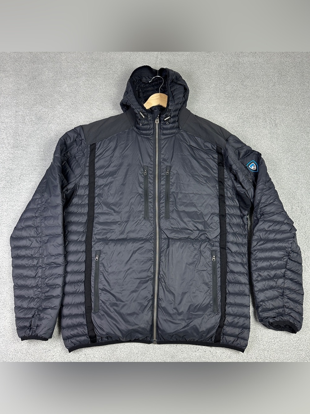 Kuhl Spyfire Jacket Mens XL Black Lightweight Goose Down Puffer Outdoor READ*